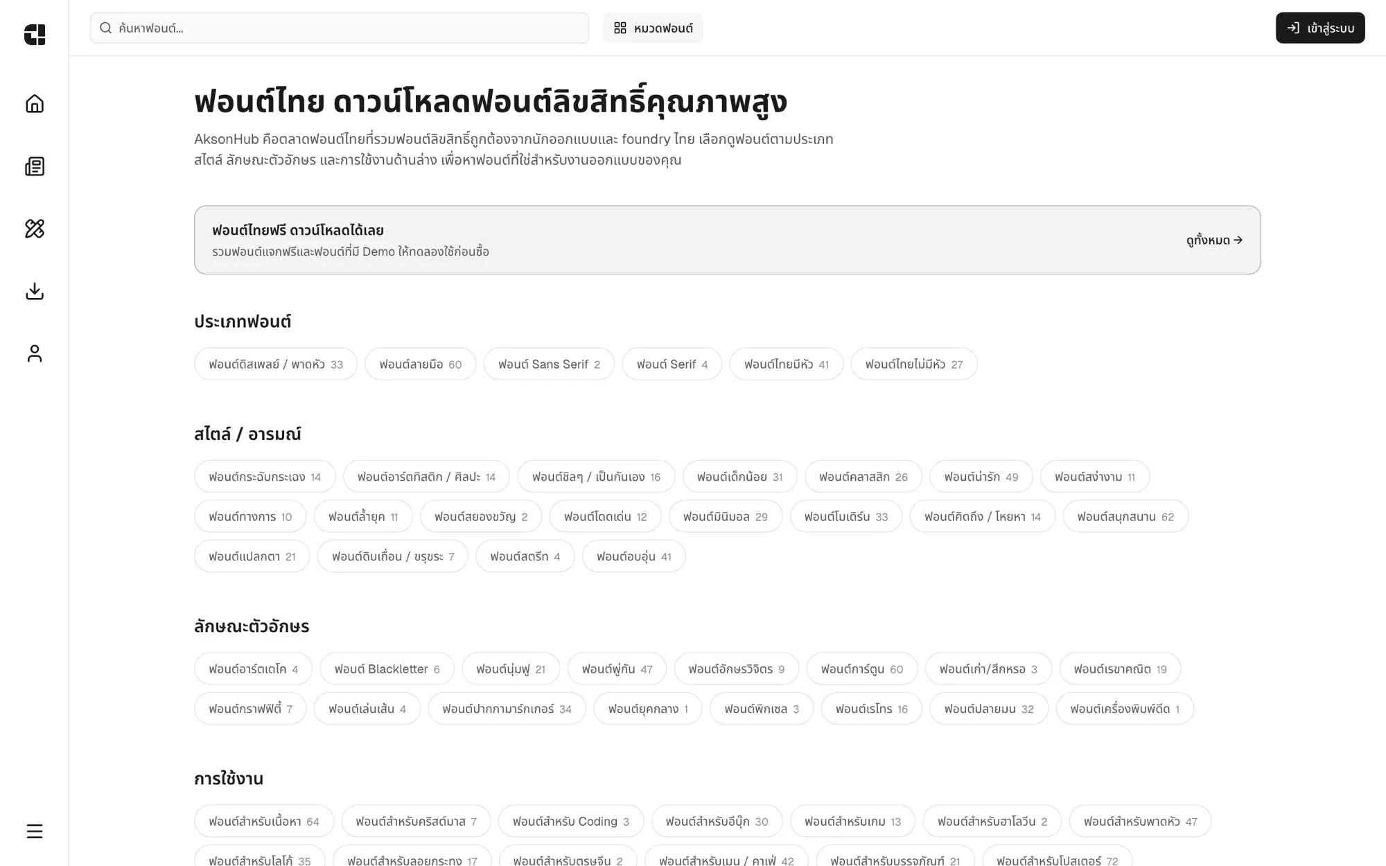 Font categories hub page